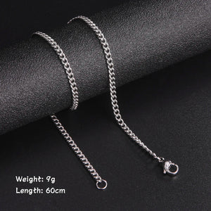 Long Box Chain Necklace 60cm Men Black Gold Women Punk Jewelry - Gemstone Gold