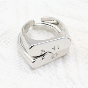 Lovers Kiss Pair Ring Set Half Face For Women Couple Jewelry - Genuine - Gemstone