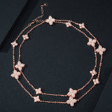 Lucky Flower Necklace for Women Girls Daily Party Wedding Charm Gift - Gemstone Gold