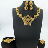 Lucky Flower Necklace for Women Girls Daily Party Wedding Charm Gift - Gemstone Gold