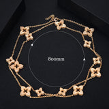 Lucky Flower Necklace for Women Girls Daily Party Wedding Charm Gift - Gemstone Gold
