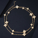 Lucky Flower Necklace for Women Girls Daily Party Wedding Charm Gift - Gemstone Gold