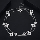 Lucky Flower Necklace for Women Girls Daily Party Wedding Charm Gift - Gemstone Gold