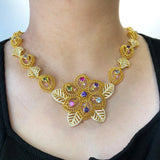 Lucky Flower Necklace for Women Girls Daily Party Wedding Charm Gift - Gemstone Gold