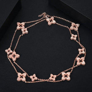 Lucky Flower Necklace for Women Girls Daily Party Wedding Charm Gift - Gemstone Gold