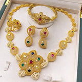 Lucky Flower Necklace for Women Girls Daily Party Wedding Charm Gift - Gemstone Gold