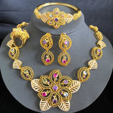 Lucky Flower Necklace for Women Girls Daily Party Wedding Charm Gift - Gemstone Gold