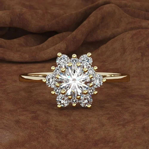 Luxury 1.5 Carats Diamond Ring for Women Engagement Gemstone Jewelry - Gemstone Gold
