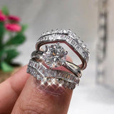 Luxury 3Pcs Zircon Set of Ring for Women Jewelry - Genuine - Gemstone