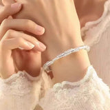 Luxury 925 Sterling Silver Flower Bracelet For Women Solid Light Party Jewelry - Gemstone Gold