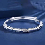 Luxury 925 Sterling Silver Flower Bracelet For Women Solid Light Party Jewelry - Gemstone Gold