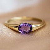 Luxury Amethyst Anniversary Ring for Women Party Birthday Jewelry - Genuine - Gemstone