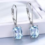 Luxury Aquamarine Drop Earrings 925 Silver Women's Wedding Jewelry - Genuine - Gemstone