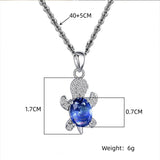 Luxury Aquamarine Turtle Jewelry Set Women Silver Necklace Earrings - Genuine - Gemstone