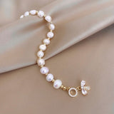 Luxury Baroque Pearl Bracelet Bee Pendant For Women Jewelry - Genuine - Gemstone