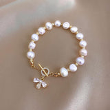 Luxury Baroque Pearl Bracelet Bee Pendant For Women Jewelry - Genuine - Gemstone