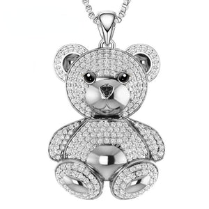 Luxury Bear Pendant Necklace for Women Party Anniversary Jewelry - Genuine - Gemstone