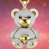 Luxury Bear Pendant Necklace for Women Party Anniversary Jewelry - Genuine - Gemstone