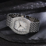 Luxury Big Dial Gold Rhinestone Watche For Women Quartz Wristwatch Clock - Genuine - Gemstone