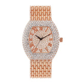 Luxury Big Dial Gold Rhinestone Watche For Women Quartz Wristwatch Clock - Genuine - Gemstone