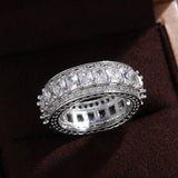 Luxury Big Wheel Wedding Ring 14K White Gold for Women Bridal Jewelry - Genuine - Gemstone