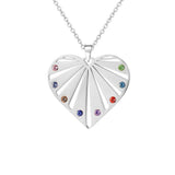 Luxury Birthstones Heart Pendant Necklace For Mother Engrave Jewelry - Genuine - Gemstone