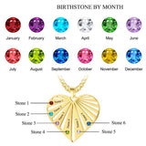 Luxury Birthstones Heart Pendant Necklace For Mother Engrave Jewelry - Genuine - Gemstone