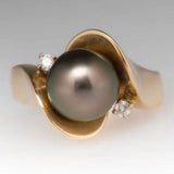 Luxury Black Pearl Ring for Women Party Wedding Jewelry - Genuine - Gemstone