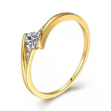 Luxury Brand White Zircon Ring Wedding 10K Gold for Women Jewelry - Genuine - Gemstone