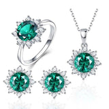 Luxury Bridal Jewelry Set Real 925S Silver Necklace Women Wedding - Genuine - Gemstone