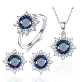 Luxury Bridal Jewelry Set Real 925S Silver Necklace Women Wedding - Genuine - Gemstone