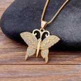 Luxury Butterfly Pendant Necklace Charm Choker for Woman Wedding Jewelry Gift - Genuine - Gemstone