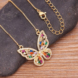 Luxury Butterfly Pendant Necklace Charm Choker for Woman Wedding Jewelry Gift - Genuine - Gemstone