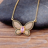 Luxury Butterfly Pendant Necklace Charm Choker for Woman Wedding Jewelry Gift - Genuine - Gemstone