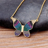 Luxury Butterfly Pendant Necklace Charm Choker for Woman Wedding Jewelry Gift - Genuine - Gemstone