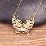 Luxury Butterfly Pendant Necklace Charm Choker for Woman Wedding Jewelry Gift - Genuine - Gemstone