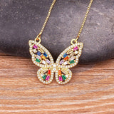 Luxury Butterfly Pendant Necklace Charm Choker for Woman Wedding Jewelry Gift - Genuine - Gemstone