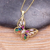 Luxury Butterfly Pendant Necklace Charm Choker for Woman Wedding Jewelry Gift - Genuine - Gemstone