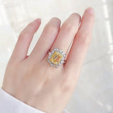 Luxury Citrine Gemstone Ring Engagement 925 Silver Women Jewelry - Genuine - Gemstone