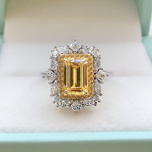 Luxury Citrine Gemstone Ring Engagement 925 Silver Women Jewelry - Genuine - Gemstone