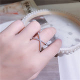 Luxury Cross Diamond Ring X Shape for Women Anniverssary Jewelry - Genuine - Gemstone