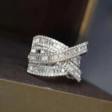 Luxury Cross Finger Rings for Women Silver for Wedding Jewelry - Genuine - Gemstone