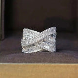 Luxury Cross Finger Rings for Women Silver for Wedding Jewelry - Genuine - Gemstone