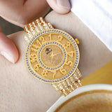 Luxury Diamond Watch 14K Yellow Gold Women Wedding PARTY Jewelry - Genuine - Gemstone