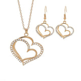 Luxury Double Heart Jewelry Set For Women Wedding Gold Jewelry - Genuine - Gemstone