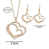 Luxury Double Heart Jewelry Set For Women Wedding Gold Jewelry - Genuine - Gemstone