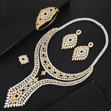 Luxury Double Layer African Jewelry sets Women Wedding Zircon Jewelry Set - Genuine - Gemstone