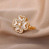 Luxury Four Clover Ring for Women Wedding Jewelry - Genuine - Gemstone