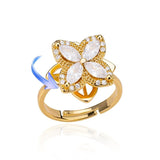 Luxury Four Clover Ring for Women Wedding Jewelry - Genuine - Gemstone