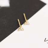 Luxury Geometric Clover Stud Earrings 925 Sterling Silver Women Jewelry - Genuine - Gemstone